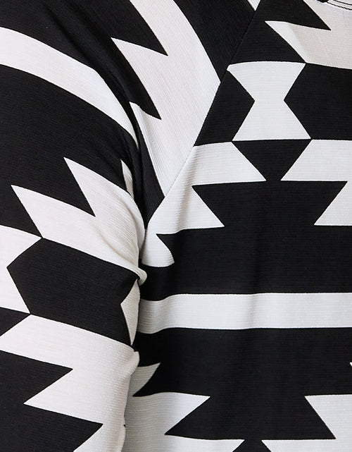 Load image into Gallery viewer, Heimish Full Size Geometric Notched Neck Long Sleeve Top
