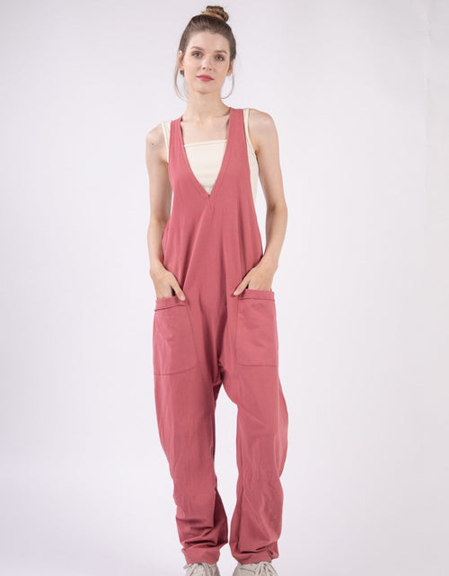 Load image into Gallery viewer, VERY J  Plunge Sleeveless Jumpsuit with Pockets
