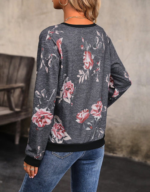 Load image into Gallery viewer, Perfee Floral Round Neck Raglan Sleeve Sweatshirt
