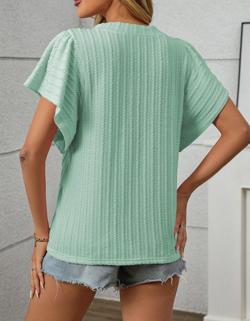 Load image into Gallery viewer, Textured Round Neck Short Sleeve Top
