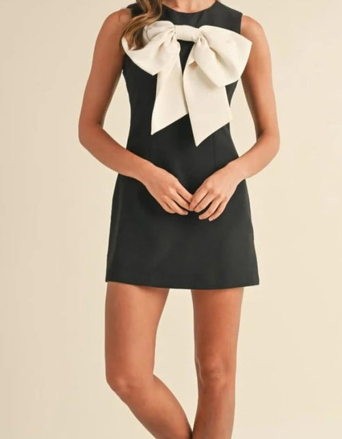 Load image into Gallery viewer, Bow Contrast Sleeveless Mini Dress
