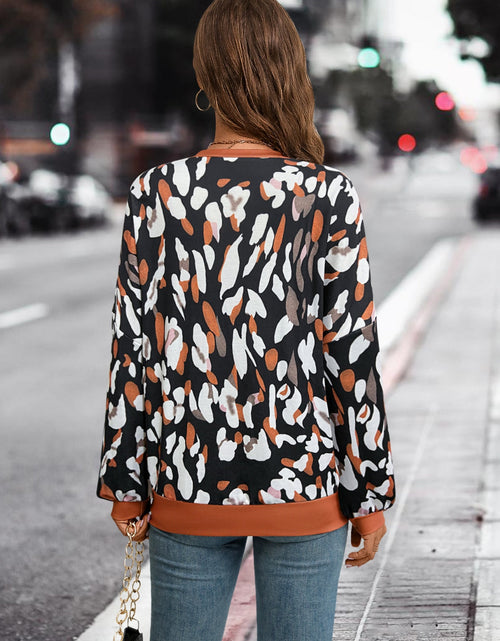 Load image into Gallery viewer, Leopard Round Neck Drop Shoulder Sweatshirt
