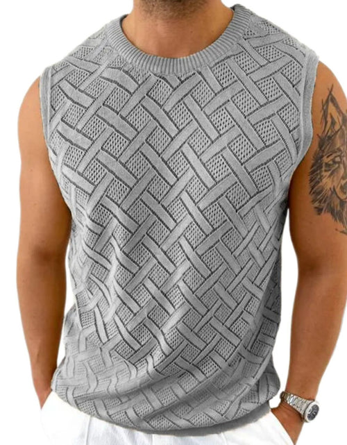 Load image into Gallery viewer, Men's Round Neck Sleeveless Eyelet Knit Top
