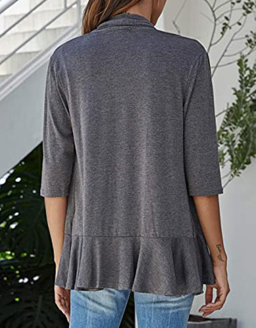Load image into Gallery viewer, Open Front Ruffle Trim Cardigan
