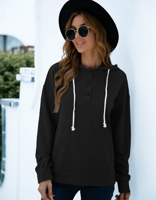 Load image into Gallery viewer, Quarter Snap Drawstring Hoodie with Kangaroo Pocket
