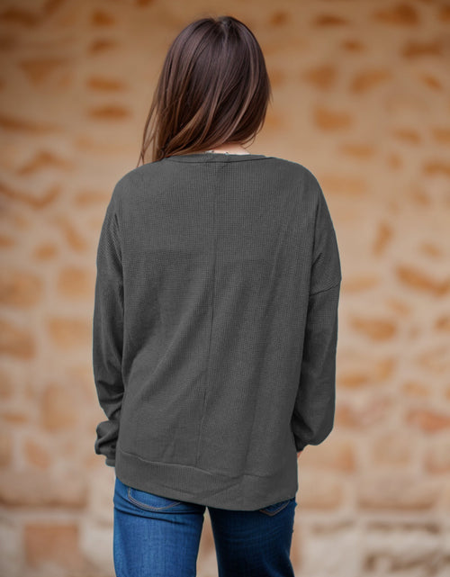 Load image into Gallery viewer, Side Slit Round Neck Long Sleeve T-Shirt
