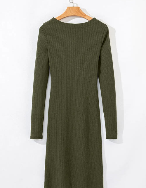 Load image into Gallery viewer, Slit Round Neck Long Sleeve Mini Dress
