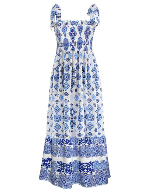 Load image into Gallery viewer, Smocked Printed Square Neck Cami Dress
