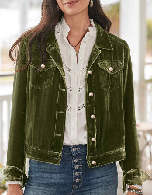 Load image into Gallery viewer, Button Up Long Sleeve Jacket with Chest Pockets
