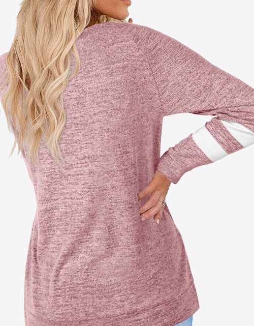 Load image into Gallery viewer, Striped Contrast Raglan Sleeve Top
