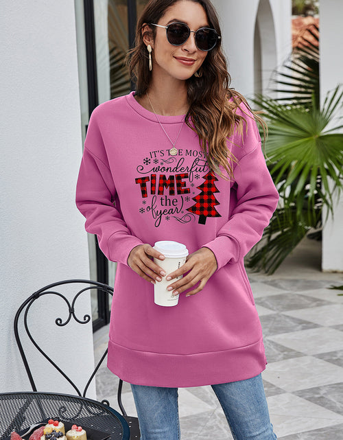 Load image into Gallery viewer, Christmas Tree Graphic Drop Shoulder Sweatshirt
