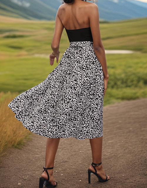 Load image into Gallery viewer, Perfee Leopard Halter Neck Midi Dress
