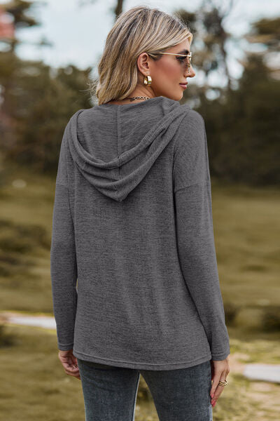 Load image into Gallery viewer, Drawstring Dropped Shoulder Hooded T-Shirt

