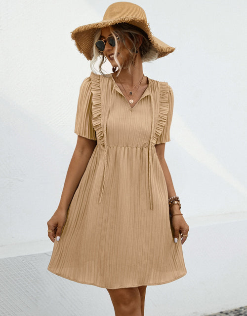 Load image into Gallery viewer, Tie Neck Short Sleeve Mini Dress
