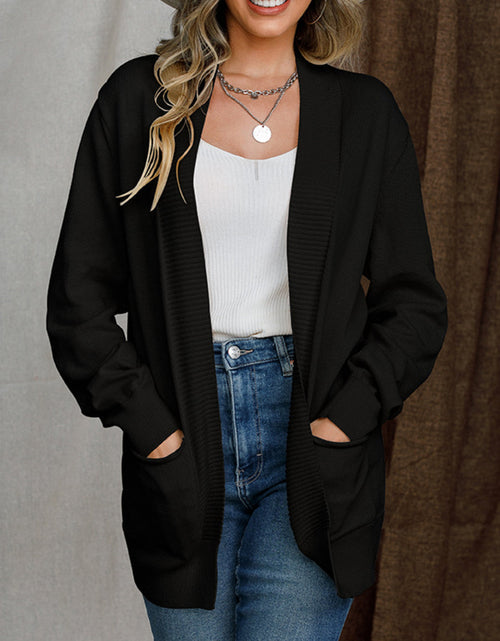 Load image into Gallery viewer, Open Front Long Sleeve Sweater Cardigan
