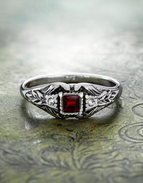 Load image into Gallery viewer, Vintage 1980's Ring Austrian Crystal 18k Antique YellwoWhite Gold Electroplated Made in the USA by PVD Vintage Jewelry
