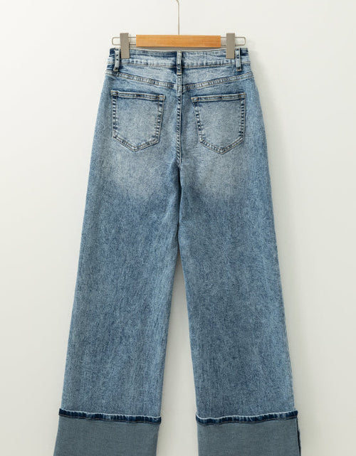 Load image into Gallery viewer, Washed Wide Leg Jeans with Pockets

