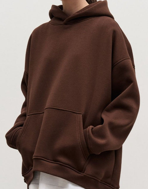 Load image into Gallery viewer, Pocketed Dropped Shoulder Long Sleeve Hoodie
