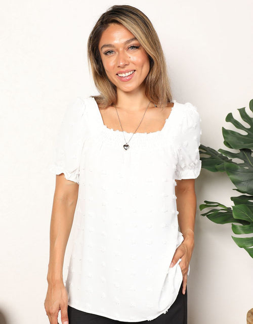 Load image into Gallery viewer, Mandy Swiss Dot Puff Sleeve Square Neck Blouse
