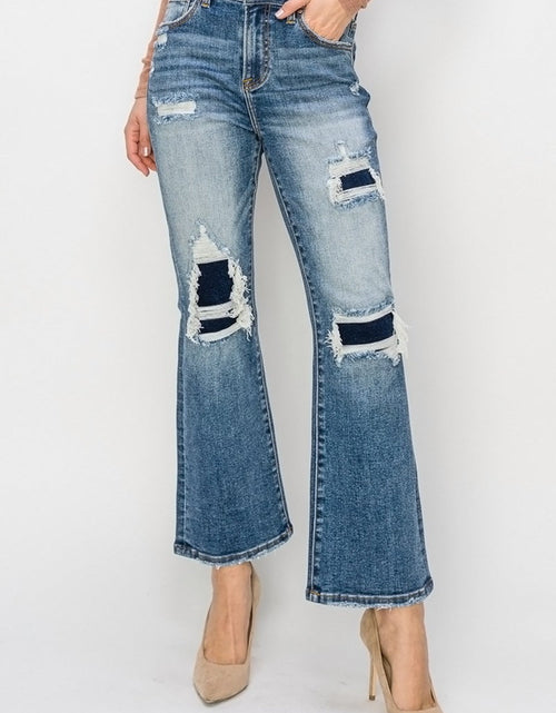Load image into Gallery viewer, Risen Full Size High Rise Distressed Ankle Flare Jeans
