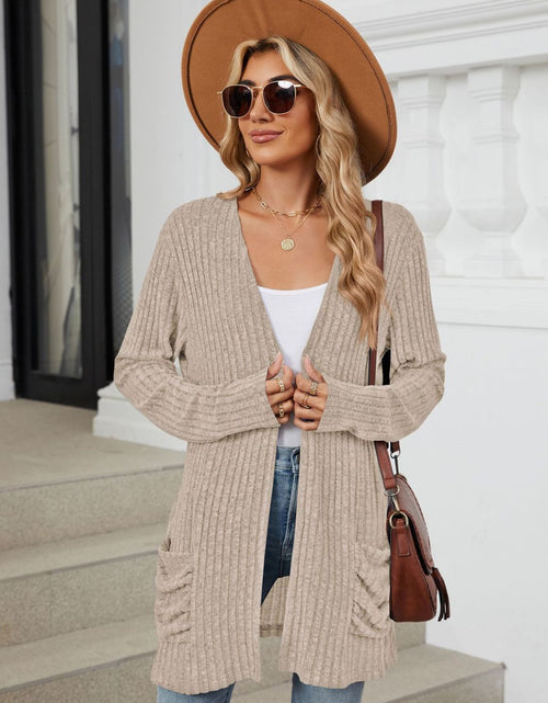 Load image into Gallery viewer, Pocketed Open Front Long Sleeve Cardigan
