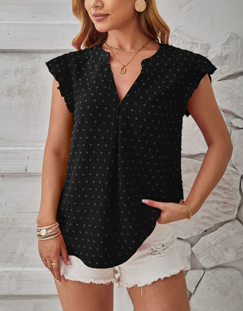 Load image into Gallery viewer, Swiss Dot Ruffled Cap Sleeve T-Shirt
