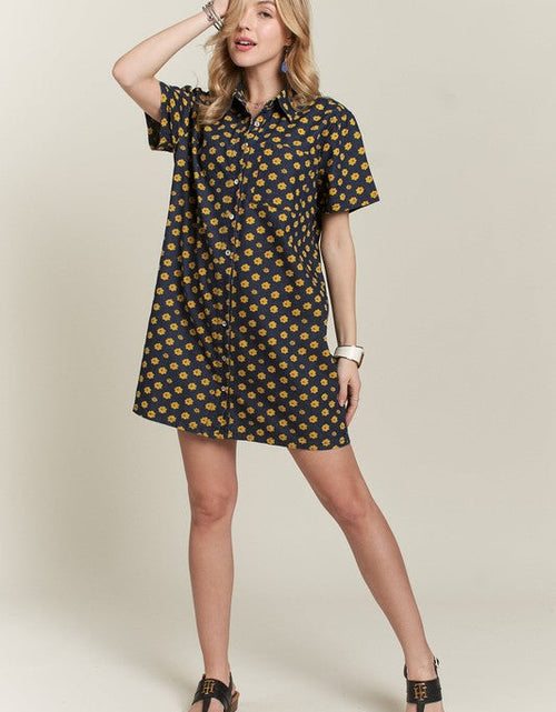Load image into Gallery viewer, ADORA Floral Button-Up Mini Denim Dress
