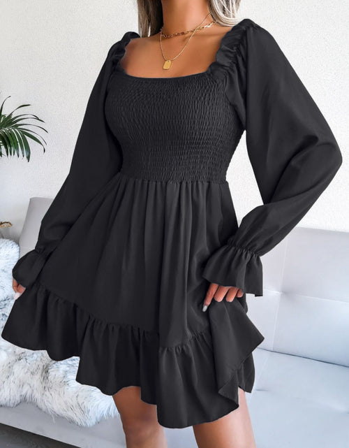 Load image into Gallery viewer, Smocked Flounce Sleeve Square Neck Dress
