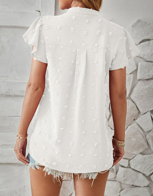 Load image into Gallery viewer, Swiss Dot Notched Cap Sleeve T-Shirt
