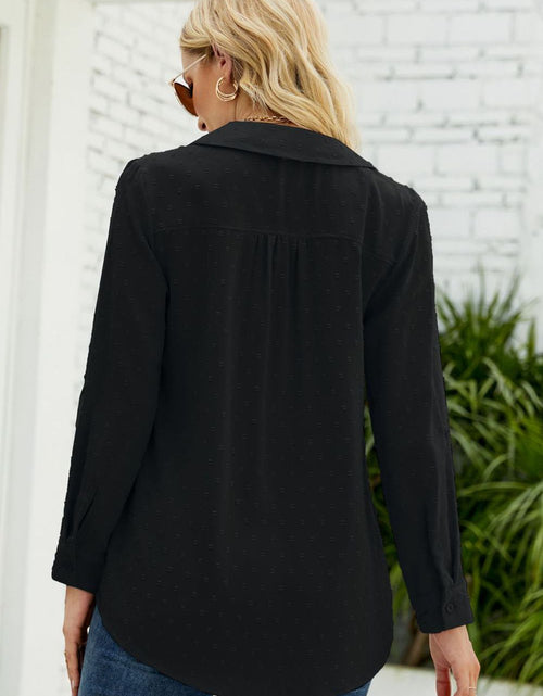 Load image into Gallery viewer, Swiss Dot Johnny Collar Blouse
