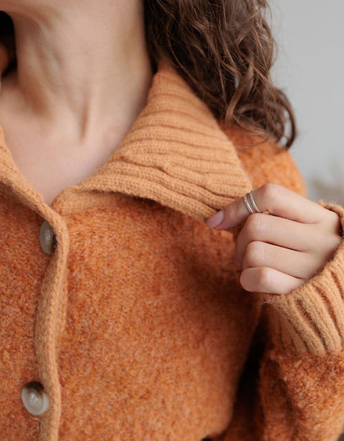 Load image into Gallery viewer, Collared Neck Button Down Long Sleeve Cardigan
