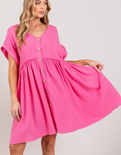 Load image into Gallery viewer, SAGE + FIG Button Up Short Sleeve Dress
