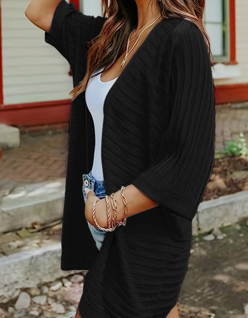 Load image into Gallery viewer, Striped Open Front Knit Cardigan
