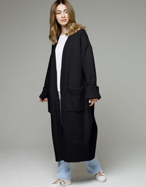 Load image into Gallery viewer, Pocketed Open Front Dropped Shoulder Cardigan
