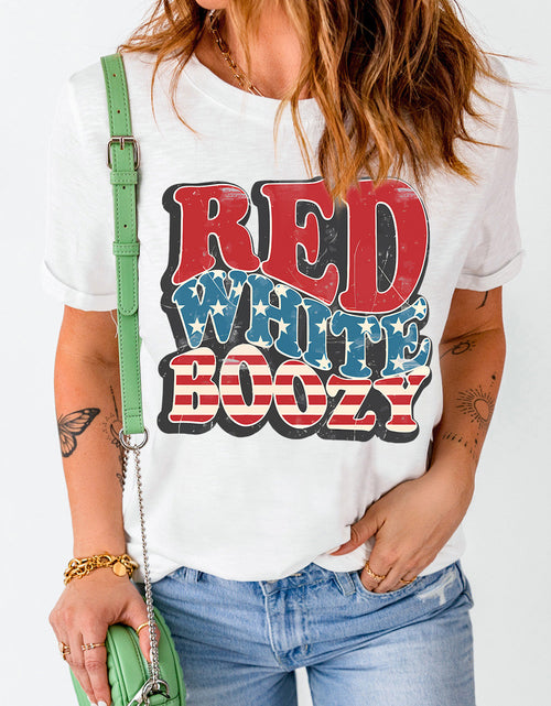 Load image into Gallery viewer, Letter Graphic Round Neck Short Sleeve T-Shirt
