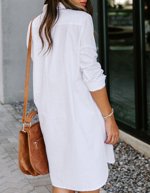 Load image into Gallery viewer, Lovelet Button Up Collared Neck Long Sleeve Shirt Dress
