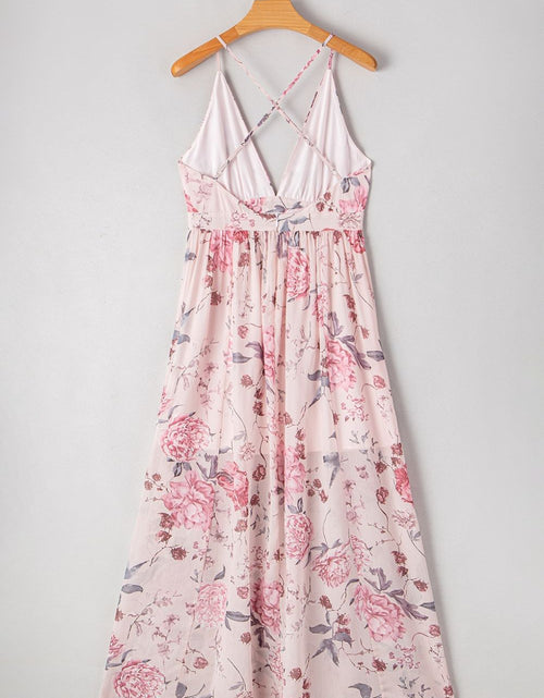 Load image into Gallery viewer, Floral Pleated Deep V Backless Maxi Dress
