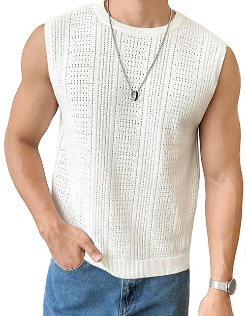 Load image into Gallery viewer, Men's Full Size Eyelet Round Neck Tank Plus Size
