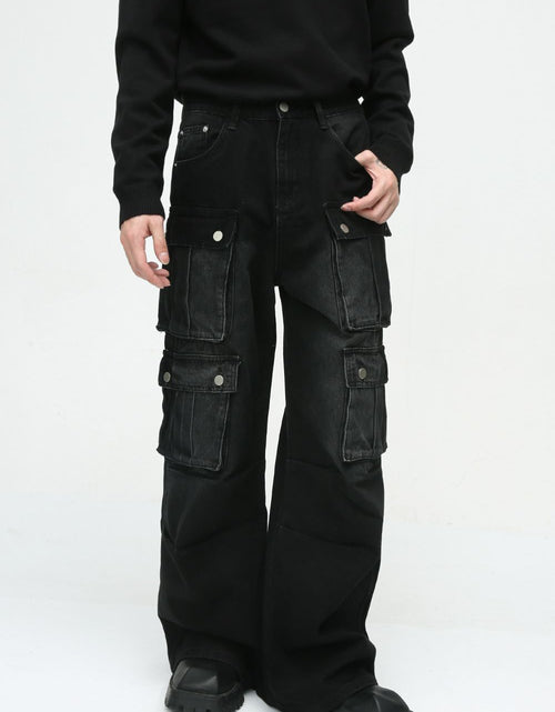 Load image into Gallery viewer, Multi-Pocket Cargo Wide-Leg Jeans
