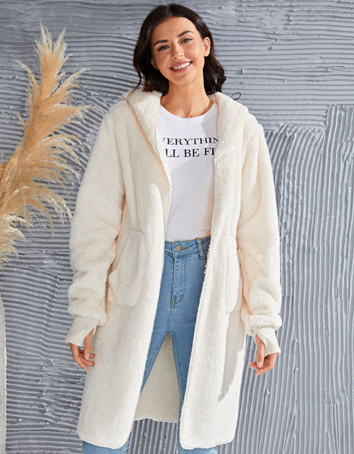 Load image into Gallery viewer, Double Take Full Size Hooded Teddy Bear Jacket with Thumbholes
