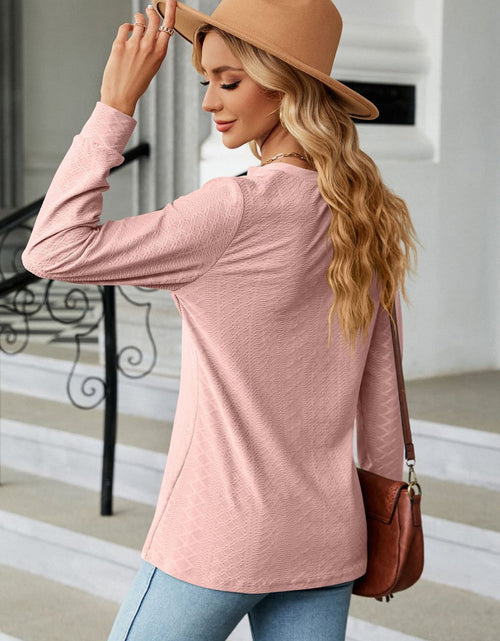 Load image into Gallery viewer, Notched Neck Long Sleeve Buttoned Blouse
