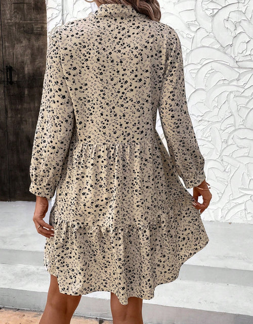 Load image into Gallery viewer, Tied Printed Long Sleeve Mini Dress
