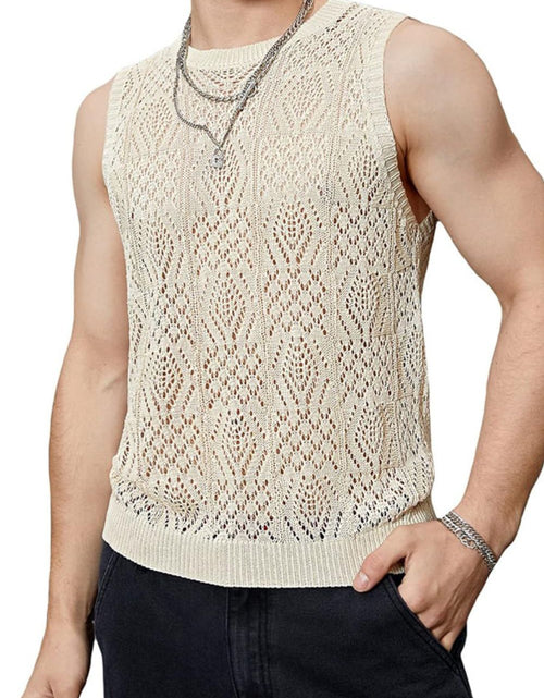 Load image into Gallery viewer, Men's Openwork Round Neck Tank

