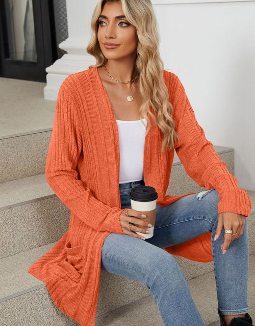 Load image into Gallery viewer, Pocketed Open Front Long Sleeve Cardigan
