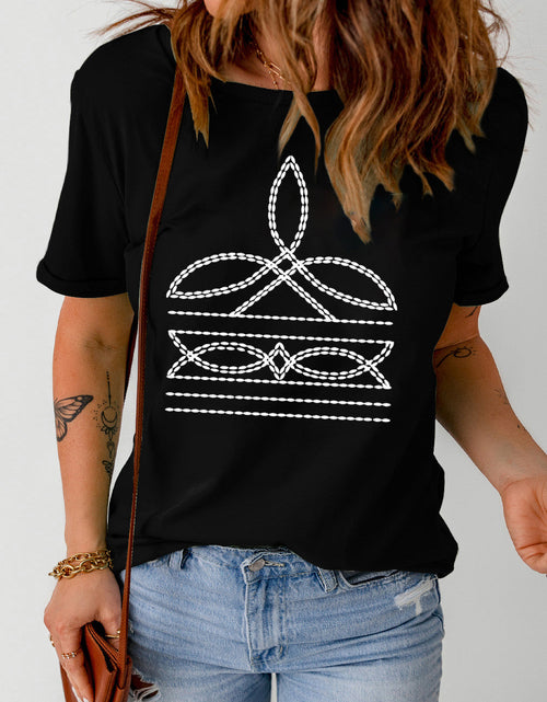 Load image into Gallery viewer, Graphic Round Neck Short Sleeve T-Shirt
