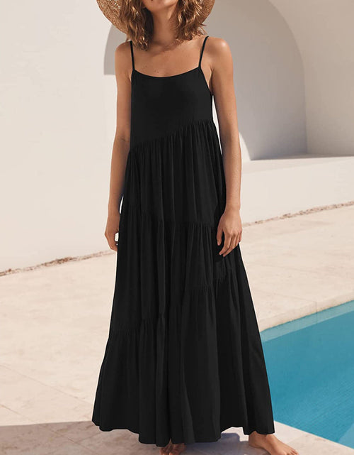 Load image into Gallery viewer, Full Size Ruched Tiered Spaghetti Strap Dress
