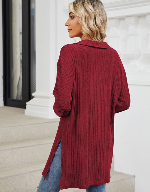 Load image into Gallery viewer, Slit Johnny Collar Long Sleeve T-Shirt
