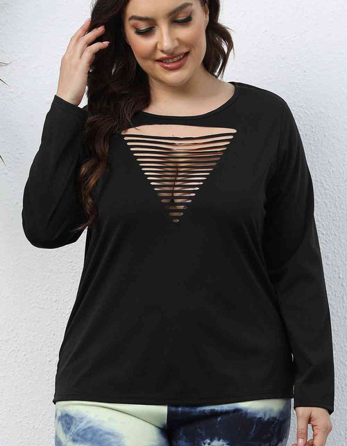 Load image into Gallery viewer, Plus Size Cutout Front Long Sleeve T-Shirt
