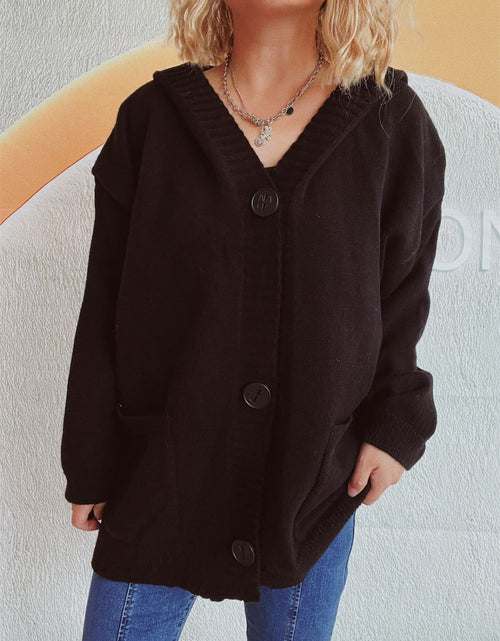 Load image into Gallery viewer, Dropped Shoulder Long Sleeve Hooded Cardigan
