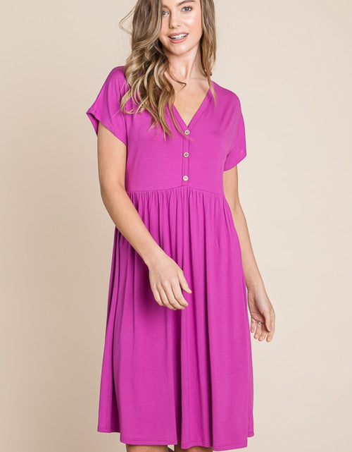 Load image into Gallery viewer, BOMBOM V-Neck Short Sleeve Dress
